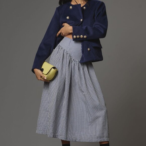 Anthropologie Dresses & Skirts - NEW Anthropologie Hutch High-Waisted Gingham Midi Skirt, Size Small Petite